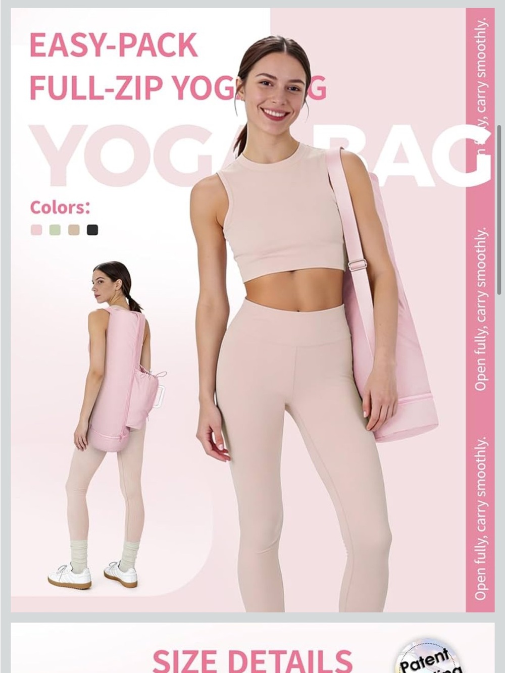 sportsnew Puffy Yoga Mat Bag Yoga Gym Bags for Women Men, Full-Zip Pilates Bag w